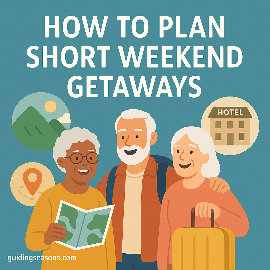 Group of seniors planning an easy and enjoyable short weekend getaway.